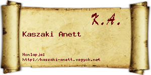 Kaszaki Anett névjegykártya